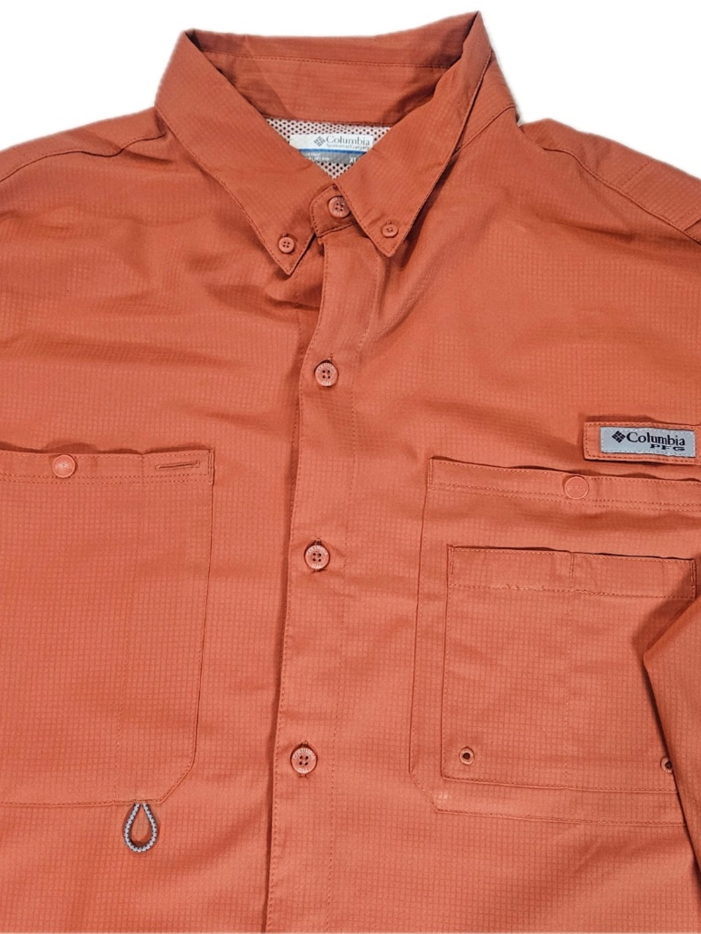 Columbia PFG Shirt Mens XL Orange Long Sleeve Button Up Fishing‎ Quick Dry - Picture 6 of 7